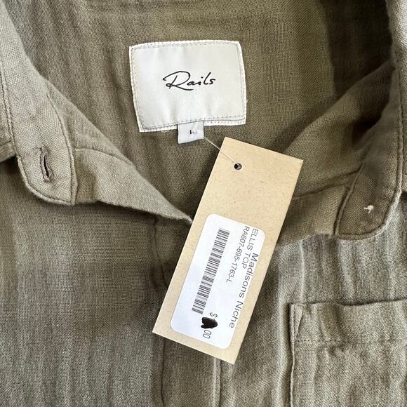 RAILS Ellis Green Canteen Womens Button Down Long Sleeve Cotton Shirt NWT - Picture 7 of 10